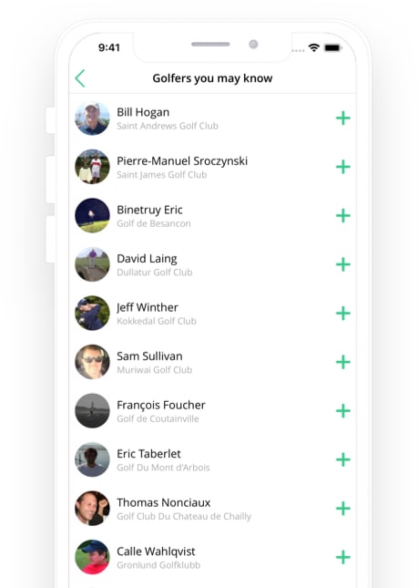 Screen mobile app golfers